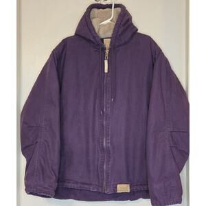 C. E. Schmidt Workwear Jacket Womens XL 18-20 Sherpa Lined Canvas Hooded Purple